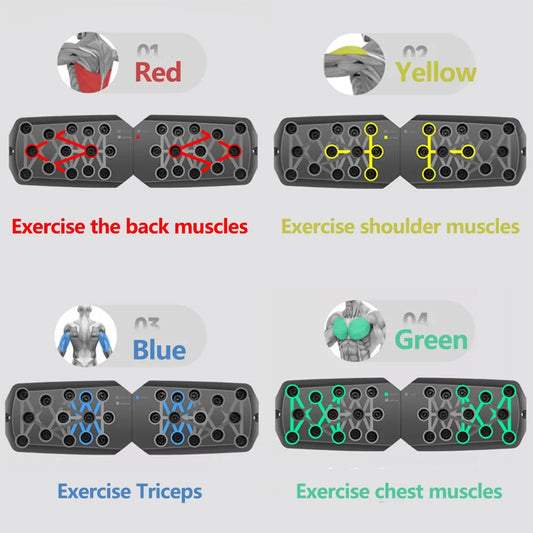 Portable Multifunctional Push-up Board Set With Handles Foldable Fitness Equipment For Chest Abdomen Arms And Back Training#Colo