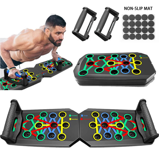 Portable Multifunctional Push-up Board Set With Handles Foldable Fitness Equipment For Chest Abdomen Arms And Back Training#Colo