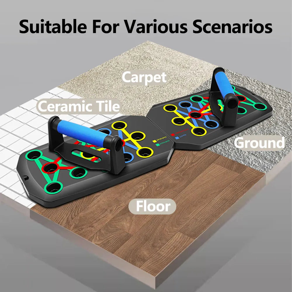 Portable Multifunctional Push-up Board Set With Handles Foldable Fitness Equipment For Chest Abdomen Arms And Back Training#Colo